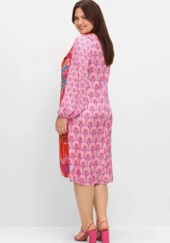 Midikleid im Mustermix, mit Ballonärmeln