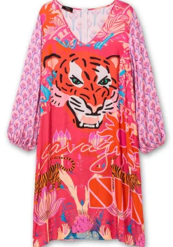 Midikleid im Mustermix, mit Ballonärmeln