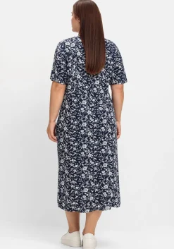 Midikleid mit Blümchenmuster und Knopfleiste
