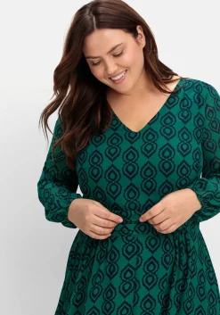 Midikleid mit Grafikdruck, aus Georgette