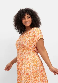 Midikleid mit Smokbund und weitem Rock