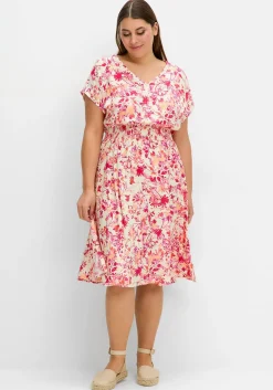 Midikleid mit Smokbund und weitem Rock