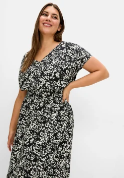 Midikleid mit Smokbund und weitem Rock