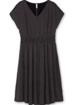 Midikleid mit Smokbund und weitem Rock