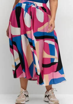 Midirock mit Grafikprint und Gummibund