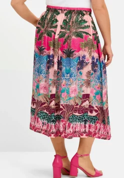 Midirock mit Tropical-Alloverprint