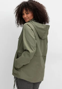 Outdoorjacke mit Kapuze und Stehkragen