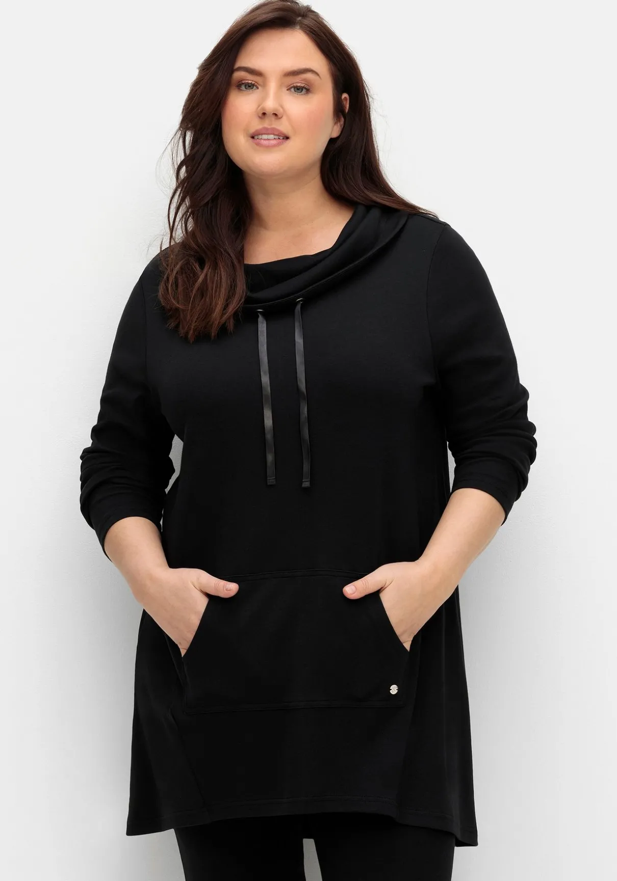 Oversize-Longshirt mit weitem Kragen und Tunnelzug