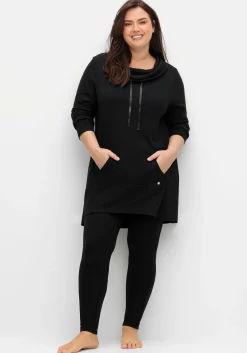 Oversize-Longshirt mit weitem Kragen und Tunnelzug
