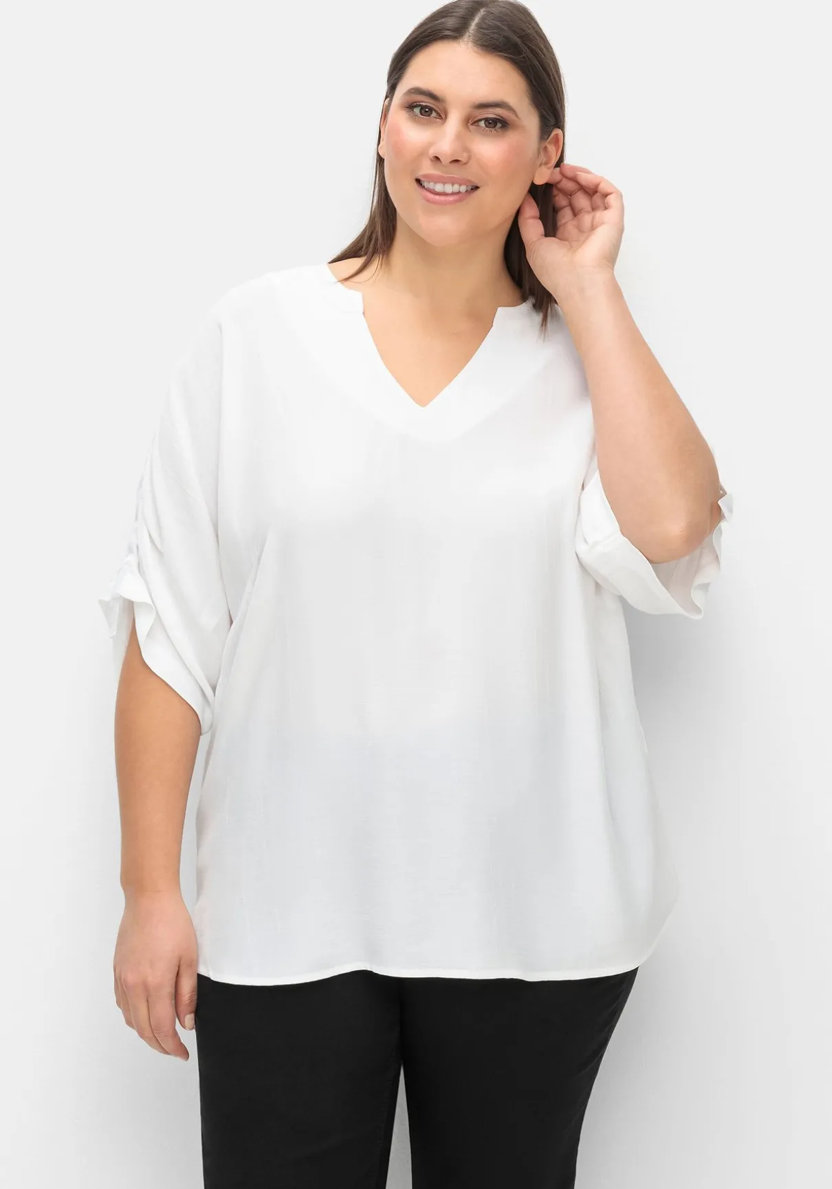 Oversize-Tunika mit Raffung an den Ärmeln