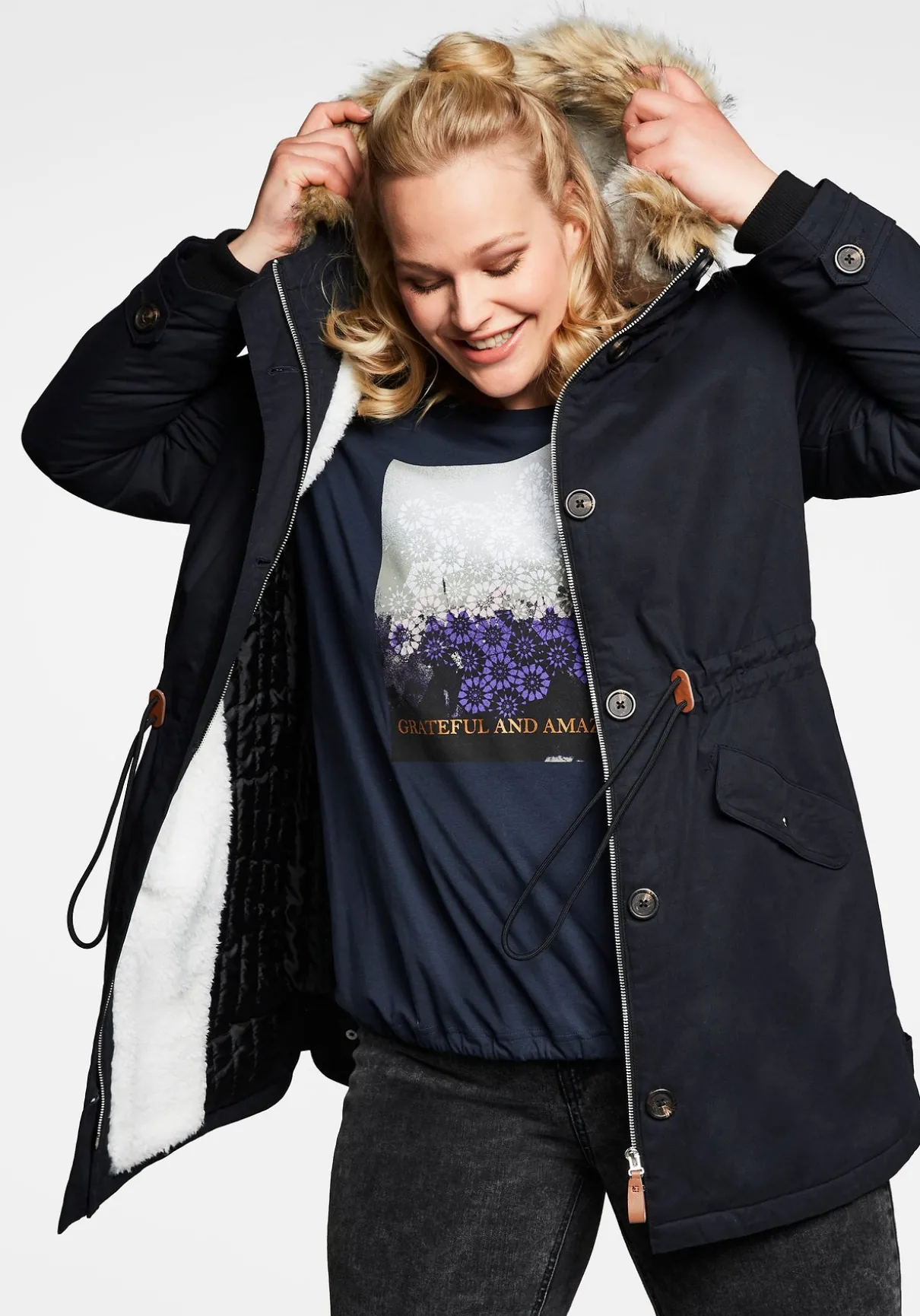 Parka mit Kapuze und Teddyfutter