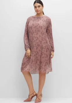 Plissiertes Chiffonkleid mit Alloverdruck