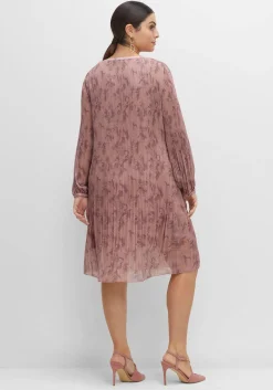 Plissiertes Chiffonkleid mit Alloverdruck
