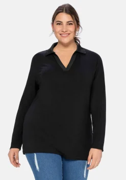 Poloshirt mit langem Arm, aus Viskosejersey