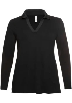 Poloshirt mit langem Arm, aus Viskosejersey