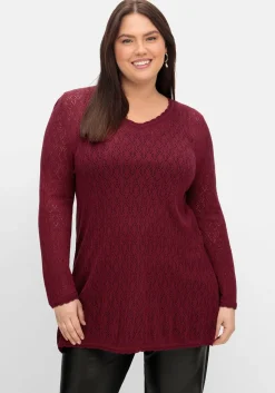 Pullover aus Ajourstrick, in leichter A-Linie