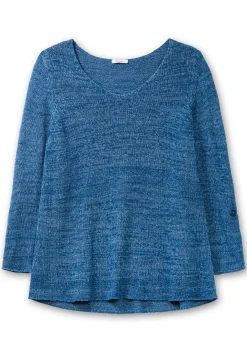 Pullover aus Bändchengarn, mit Krempelärmeln