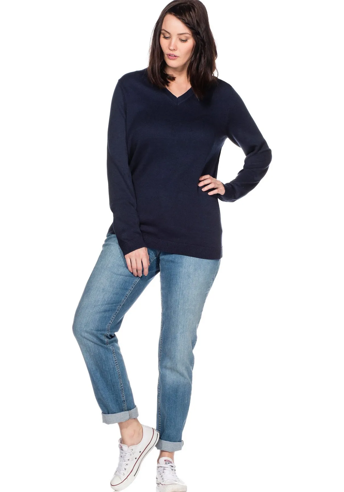 Pullover aus Feinstrick mit V-Ausschnitt