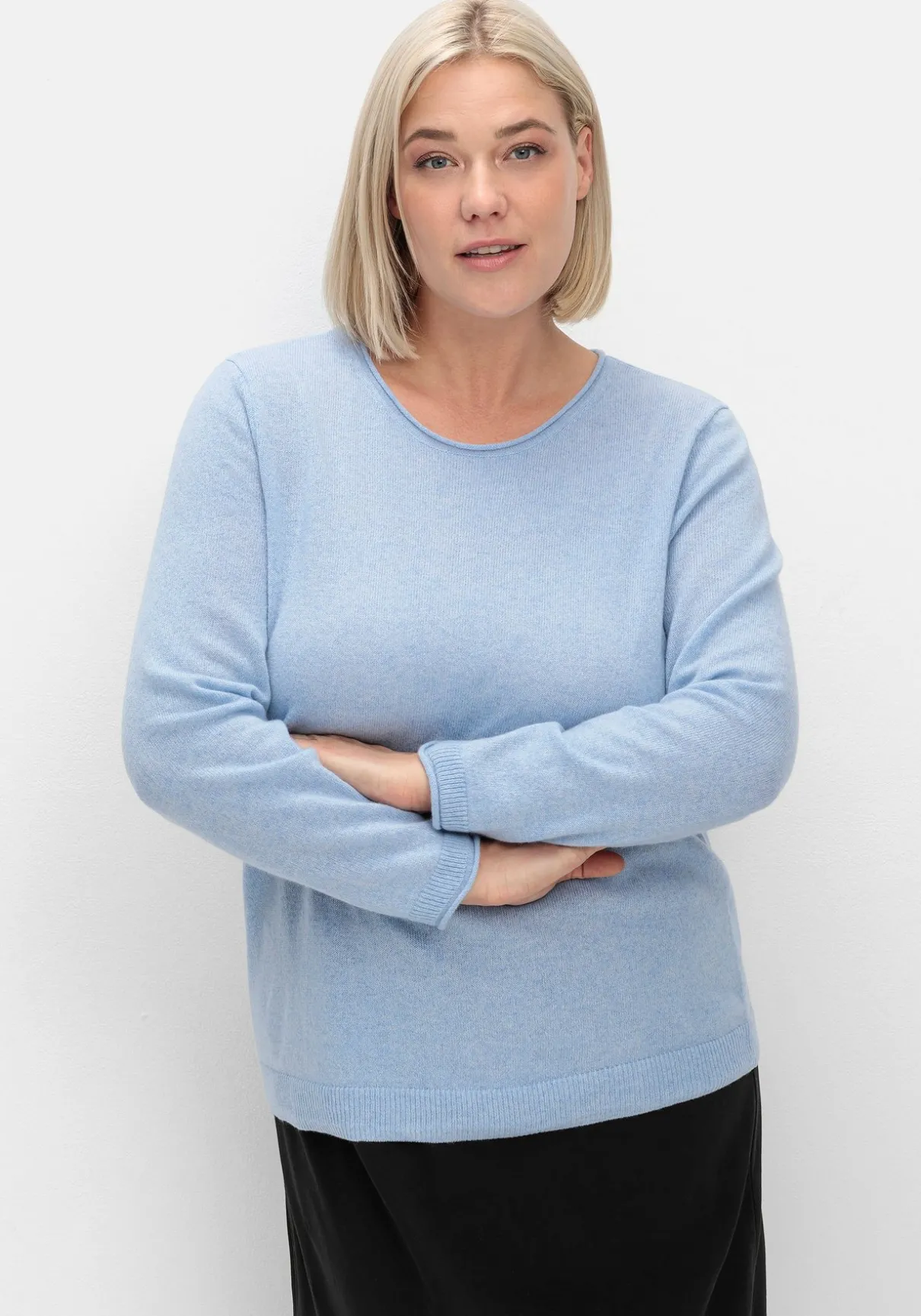 Pullover aus reinem Kaschmir, mit Rollkanten