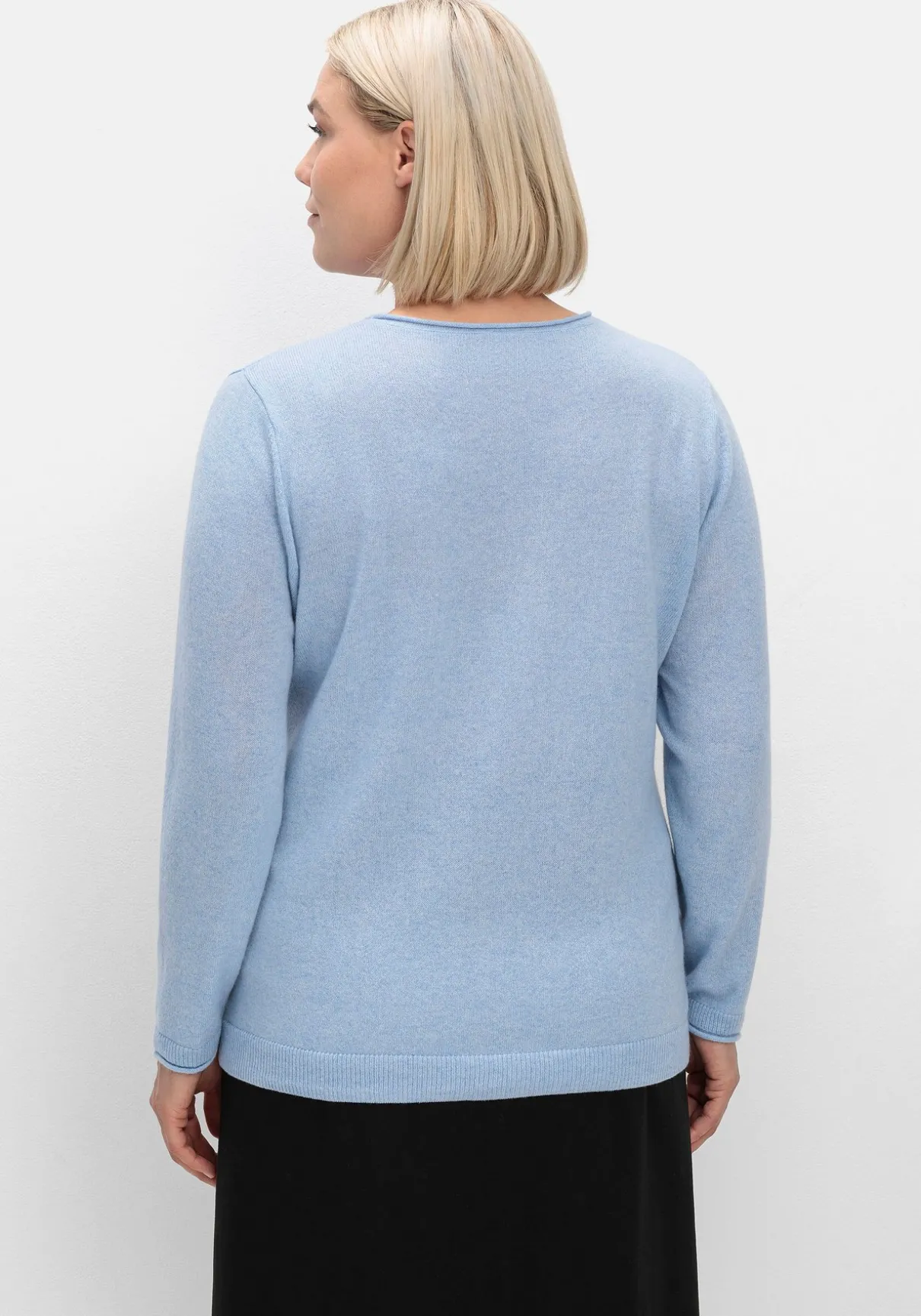 Pullover aus reinem Kaschmir, mit Rollkanten