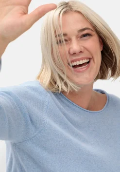 Pullover aus reinem Kaschmir, mit Rollkanten