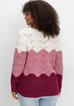 Pullover im Ajourstrick, mit Colourblocking