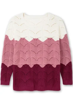 Pullover im Ajourstrick, mit Colourblocking