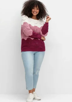Pullover im Ajourstrick, mit Colourblocking