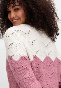 Pullover im Ajourstrick, mit Colourblocking