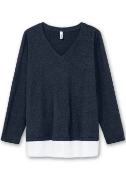 Pullover im Lagenlook, mit Blusenbesatz