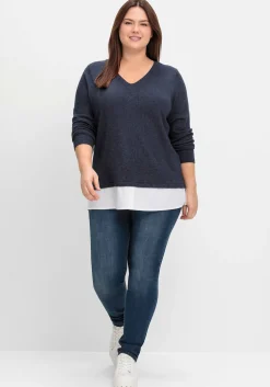 Pullover im Lagenlook, mit Blusenbesatz