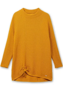 Pullover im Rippstrick, mit Raffung vorn