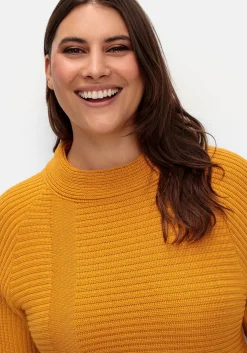 Pullover im Rippstrick, mit Raffung vorn