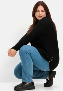 Pullover im Strukturstrick, mit Zierknöpfen seitlich