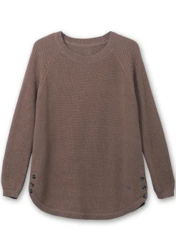 Pullover im Strukturstrick, mit Zierknöpfen seitlich