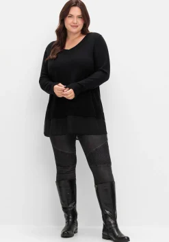 Pullover in A-Linie, mit Chiffonbesatz am Saum