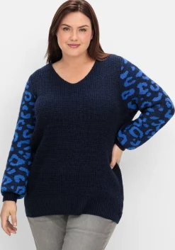 Pullover mit gemusterten Ballonärmeln