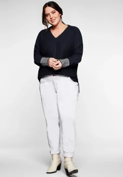 Pullover mit geringeltem Ärmelbündchen