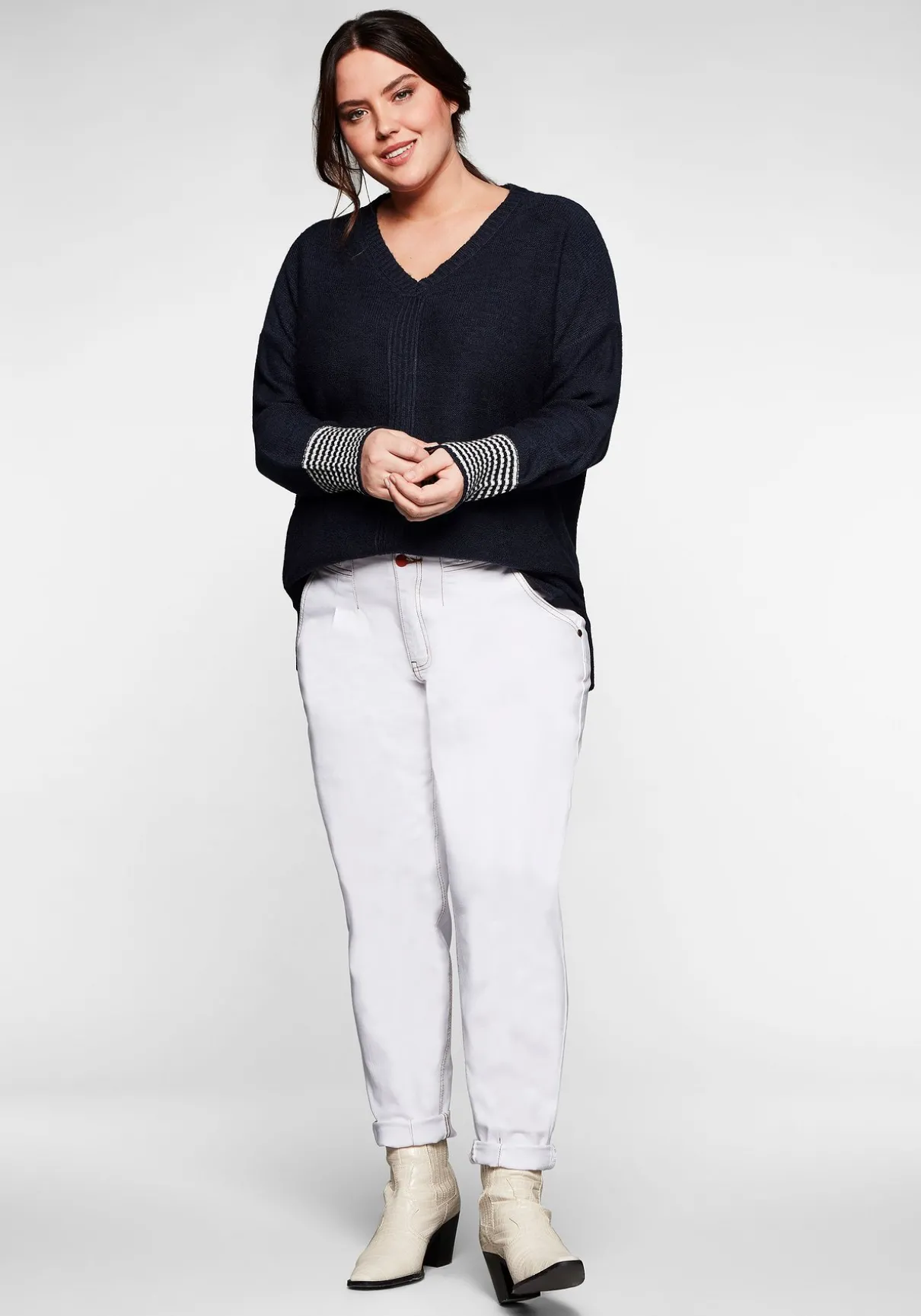 Pullover mit geringeltem Ärmelbündchen