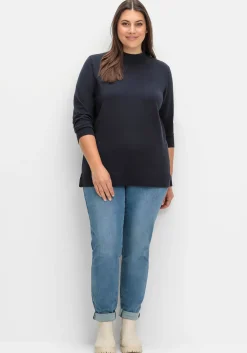 Pullover mit geripptem Stehkragen