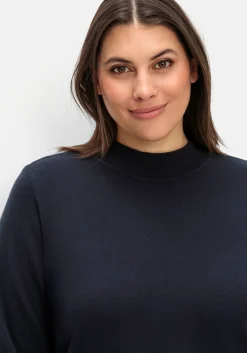 Pullover mit geripptem Stehkragen
