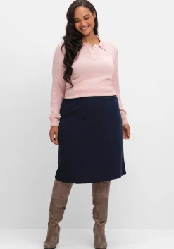 Pullover mit Polokragen, in melierter Optik