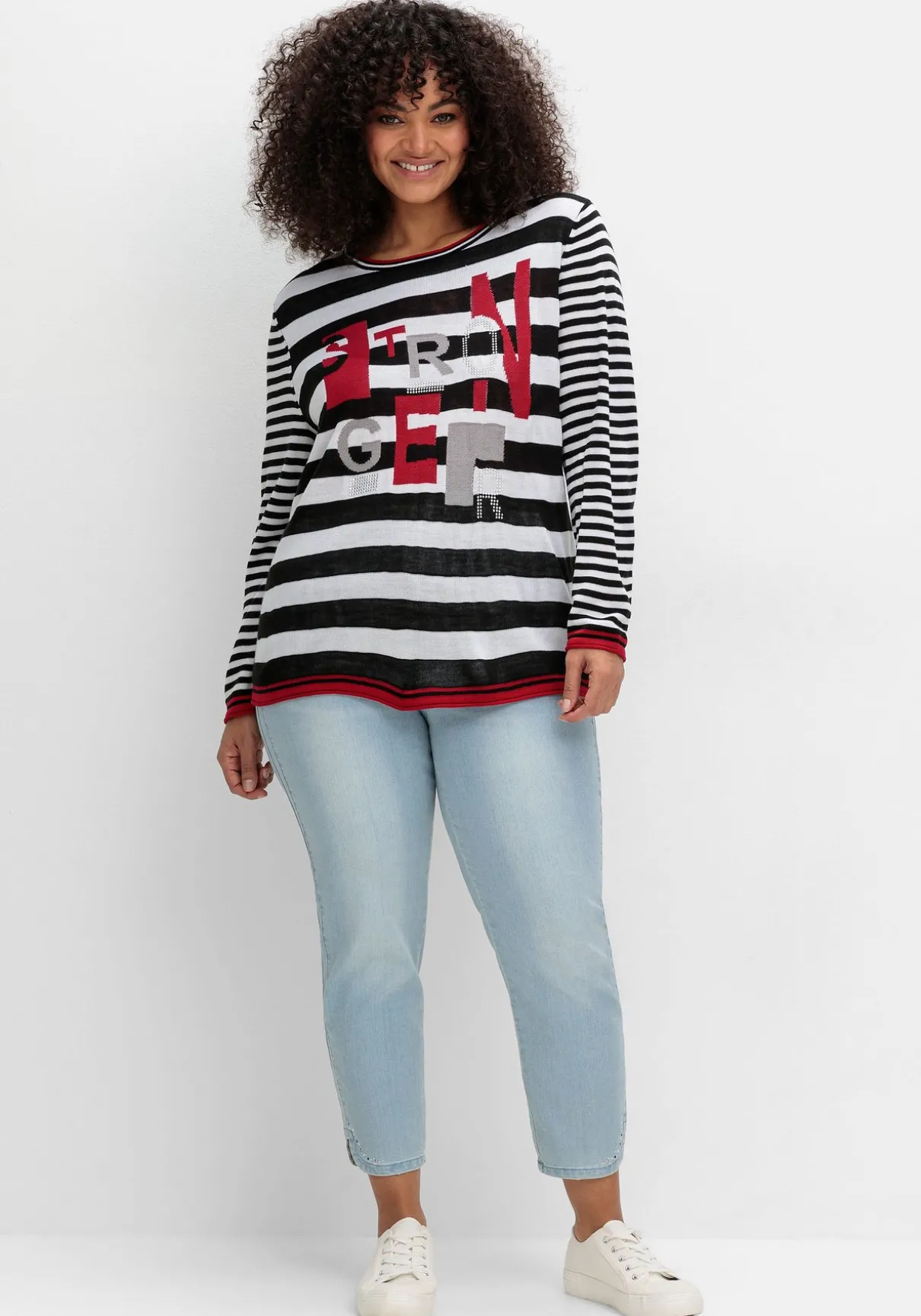 Pullover mit Ringeln und Glitzerdetails