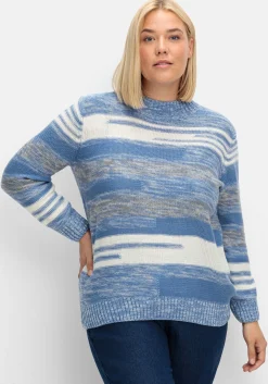 Pullover mit Stehkragen und Blockstreifen