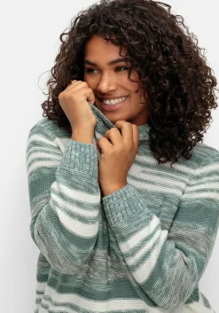 Pullover mit Stehkragen und Blockstreifen