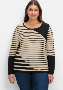 Pullover mit Streifenmuster und Ziersteinchen