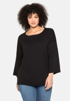 Pullover mit 7/8-Trompetenärmeln, aus Flammgarn