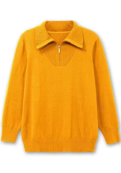 Pullover mit Troyerkragen und Reißverschluss