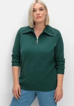 Pullover mit Troyerkragen und Reißverschluss