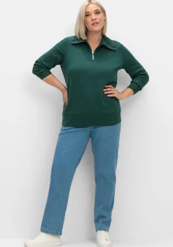 Pullover mit Troyerkragen und Reißverschluss